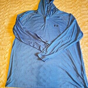 Under Armour HeatGear Shirt Men's 4XL Blue Hooded Long Sleeve Henley